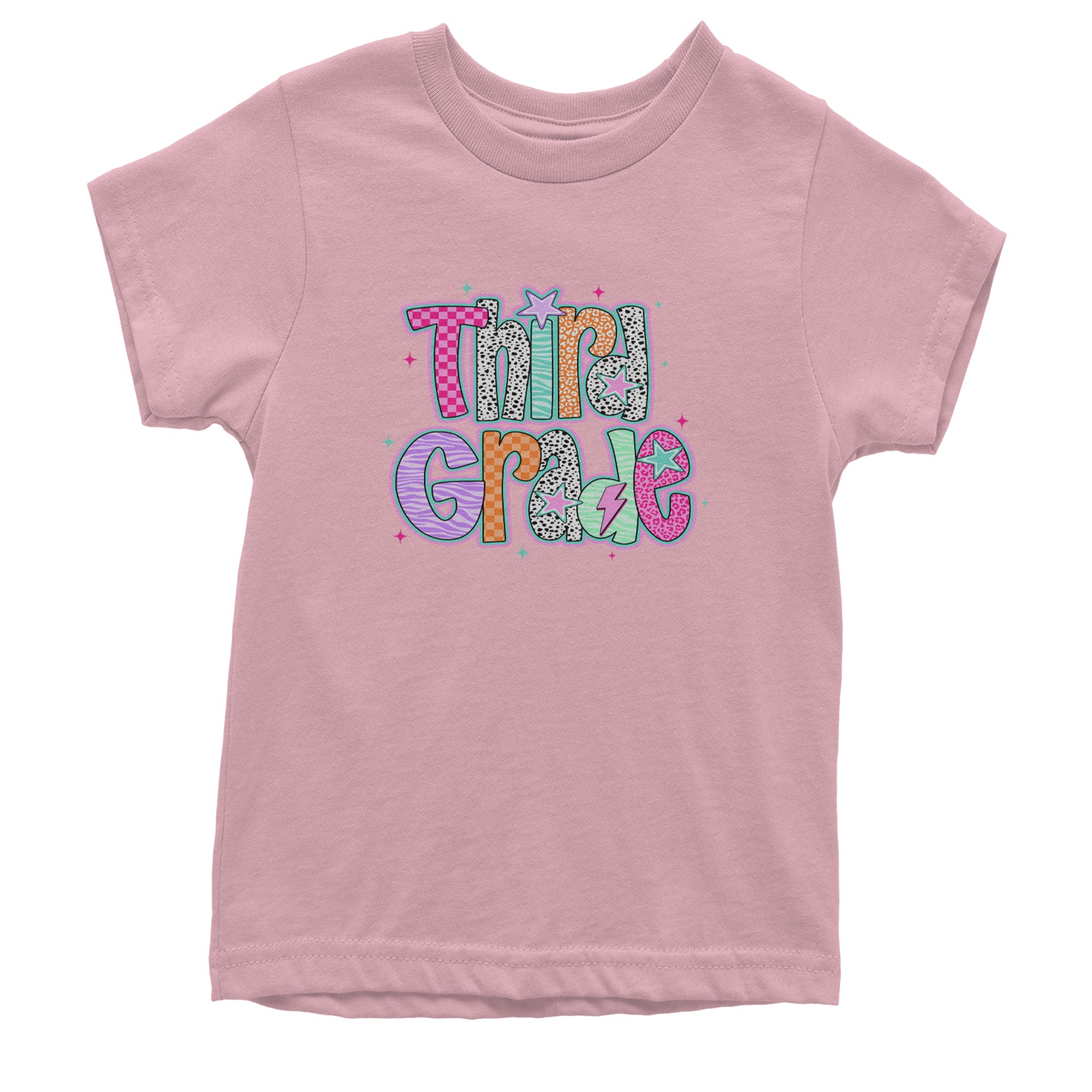 Third Grade Thunder Colorful Back to School Youth T-shirt Light Pink