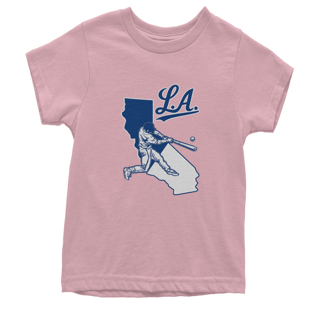 Los Angeles Baseball Batter Up Youth T-shirt Light Pink