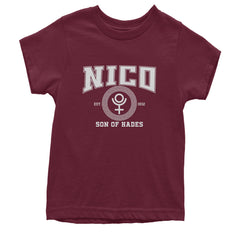 Nico Son of Hades Underworld Crest Youth T-shirt Maroon