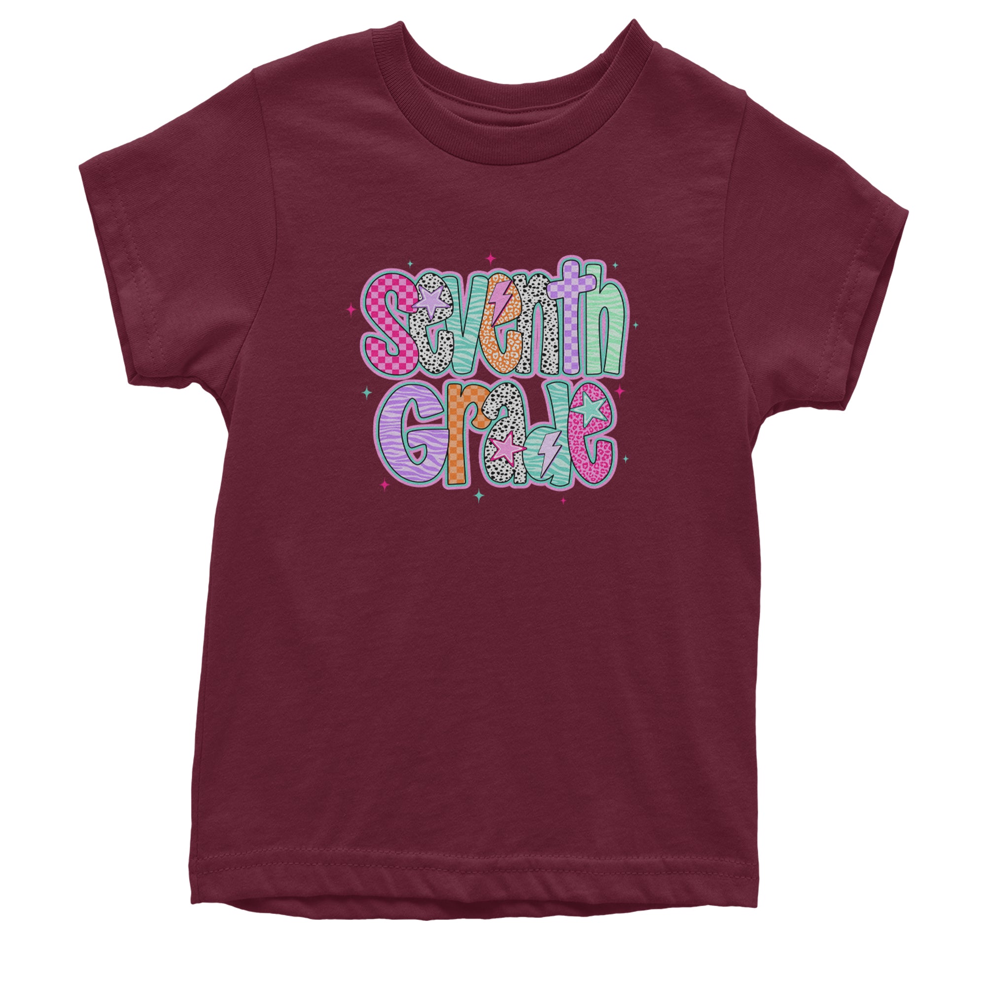 Seventh Grade Swagger Colorful Back to School Youth T-shirt Maroon