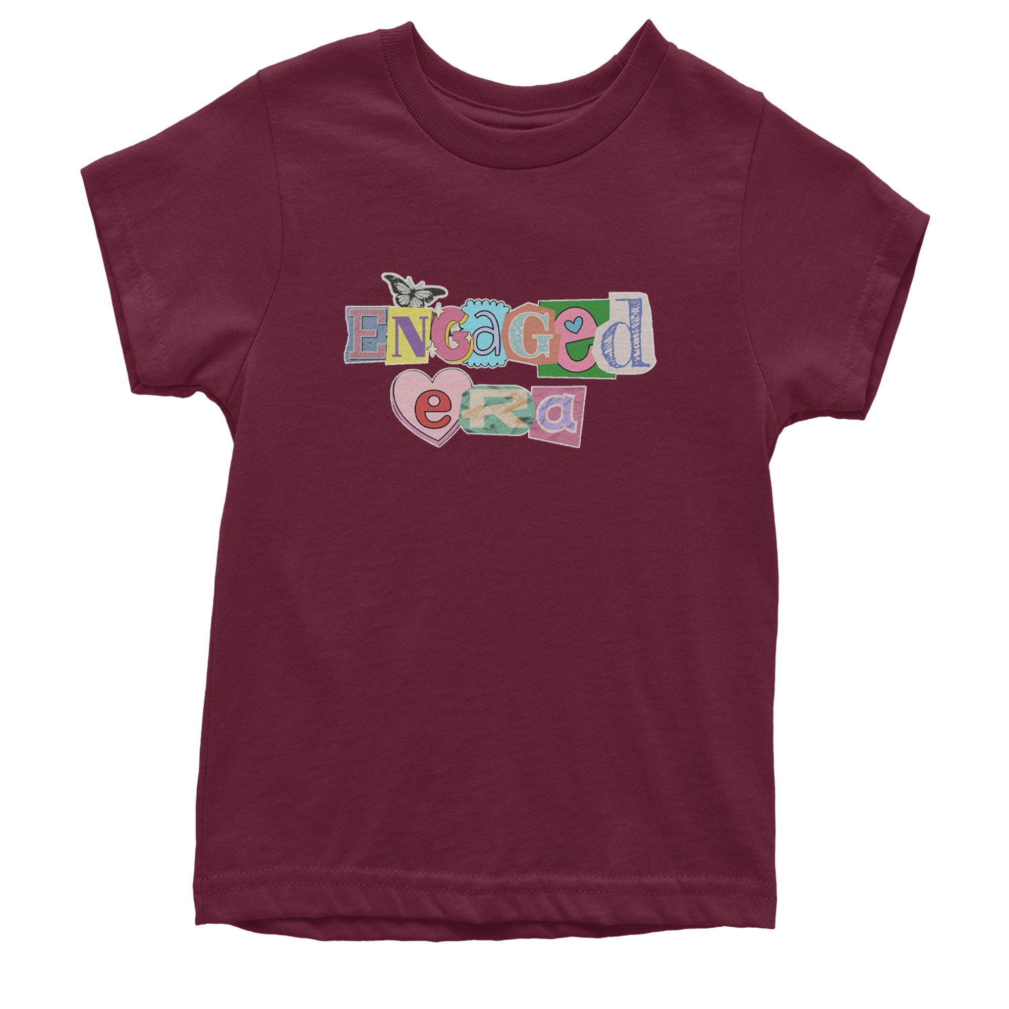 Engaged Era Aesthetic Retro Collage Design Youth T-shirt Maroon