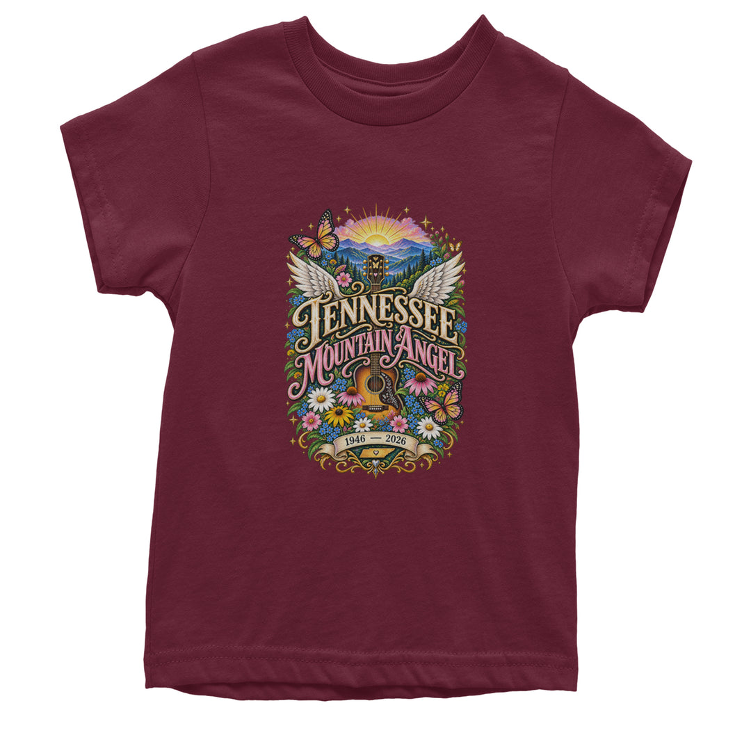 Tennessee Mountain Angel Wings Dolly Youth T-shirt Maroon