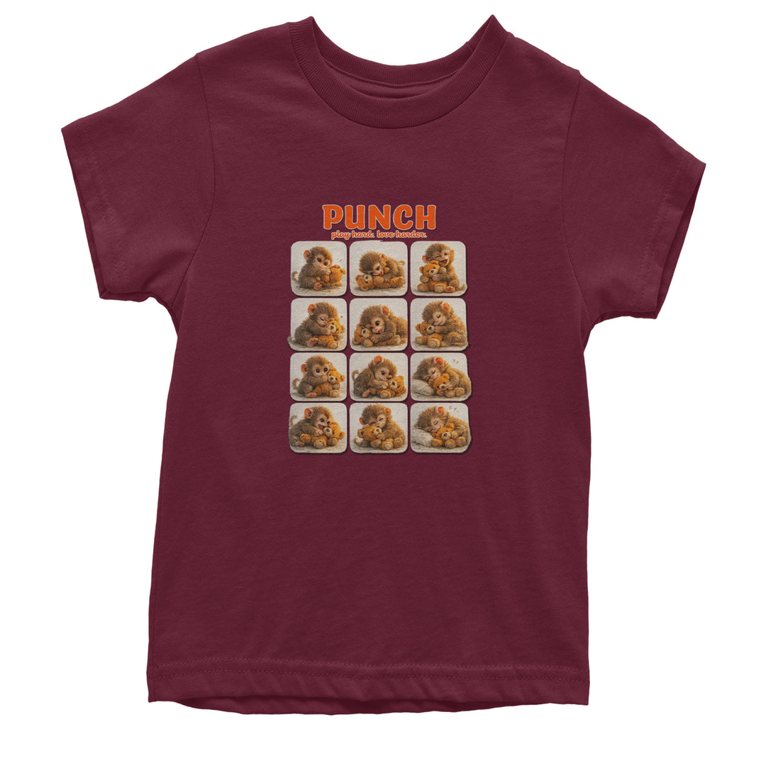 Punch Play Hard Love Harder Youth T-shirt Maroon