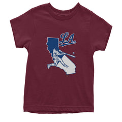 Los Angeles Baseball Batter Up Youth T-shirt Maroon