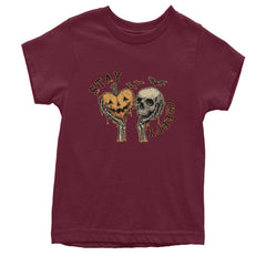 Stay Creepy Skull and Pumpkin Halloween Youth T-shirt Maroon