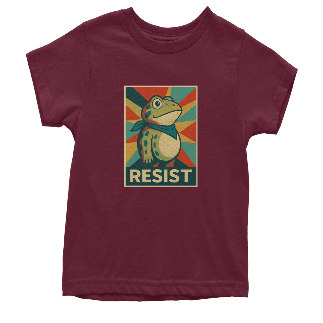 Resist Portland Protest Frog Youth T-shirt Maroon