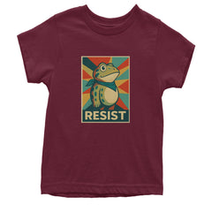 Resist Portland Protest Frog Youth T-shirt Maroon