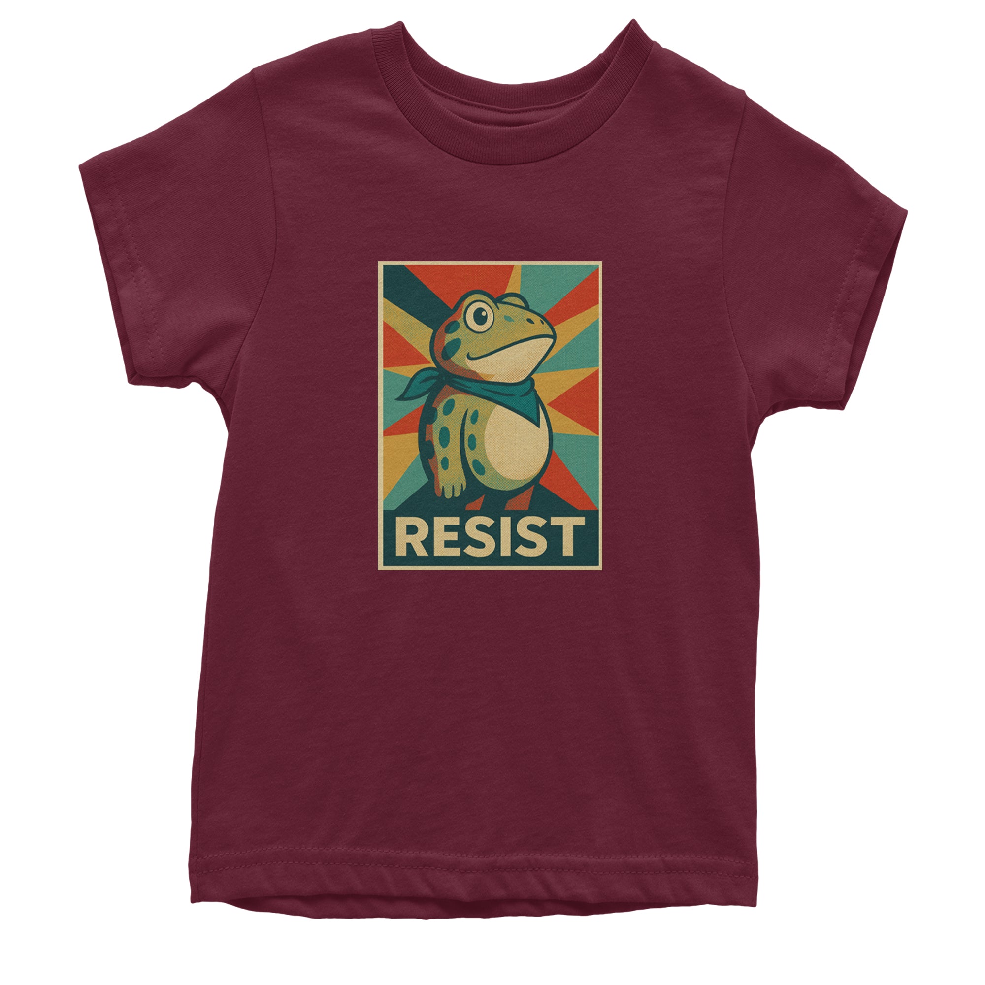 Resist Portland Protest Frog Youth T-shirt Maroon