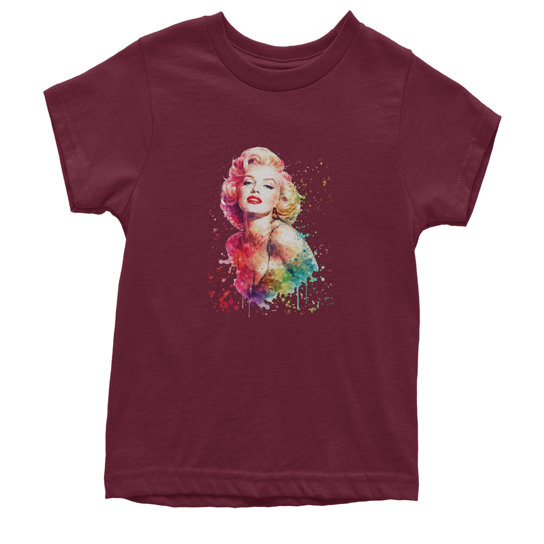 Mrs. Monroe Watercolors Bombshell Youth T-shirt Maroon