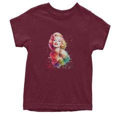 Mrs. Monroe Watercolors Bombshell Youth T-shirt Maroon