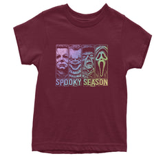 Spooky Season Horror Icons Halloween Youth T-shirt Maroon