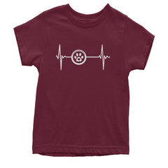 TLC Rescue Heartbeat Youth T-shirt Maroon