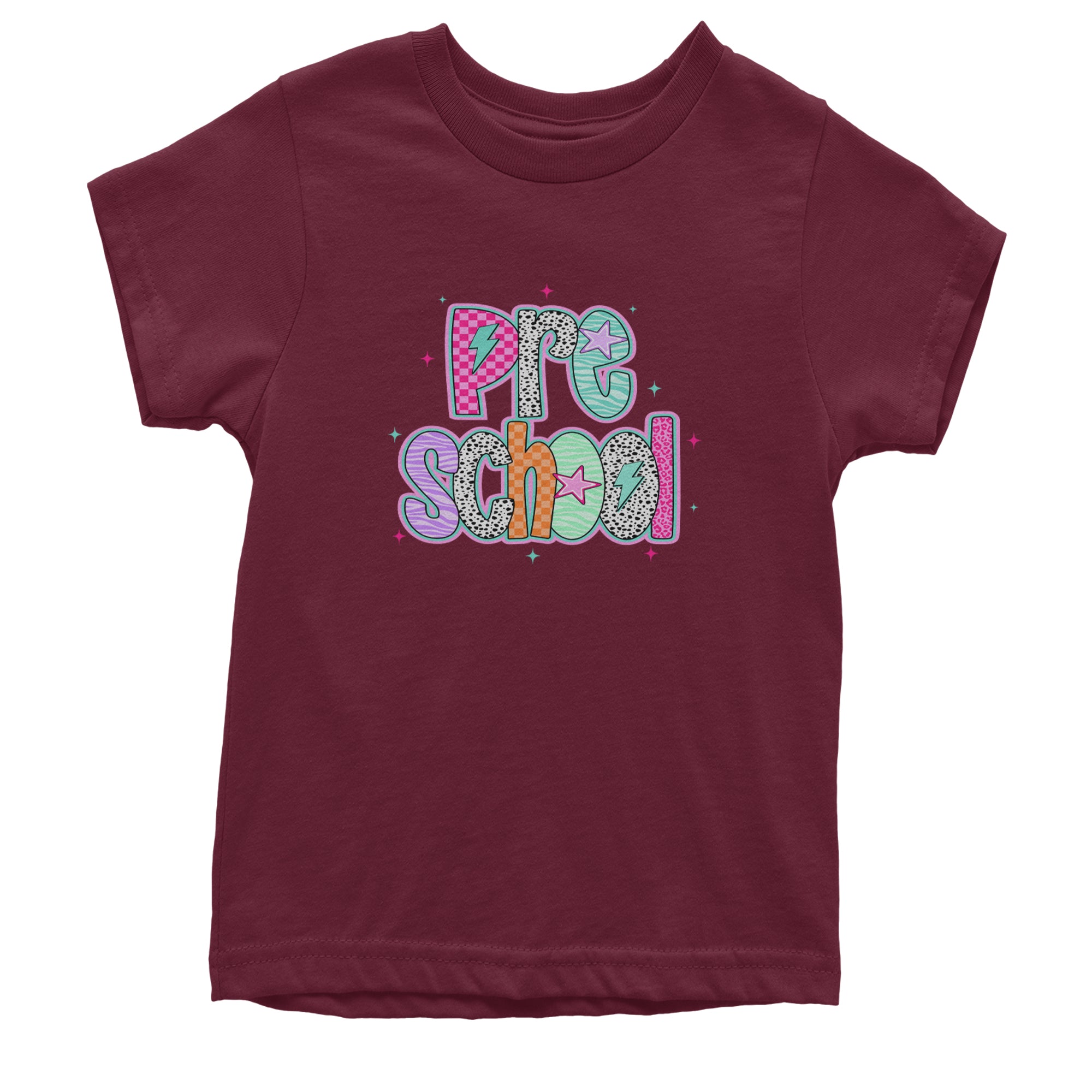 Preschool Power Colorful Back to School Youth T-shirt Maroon