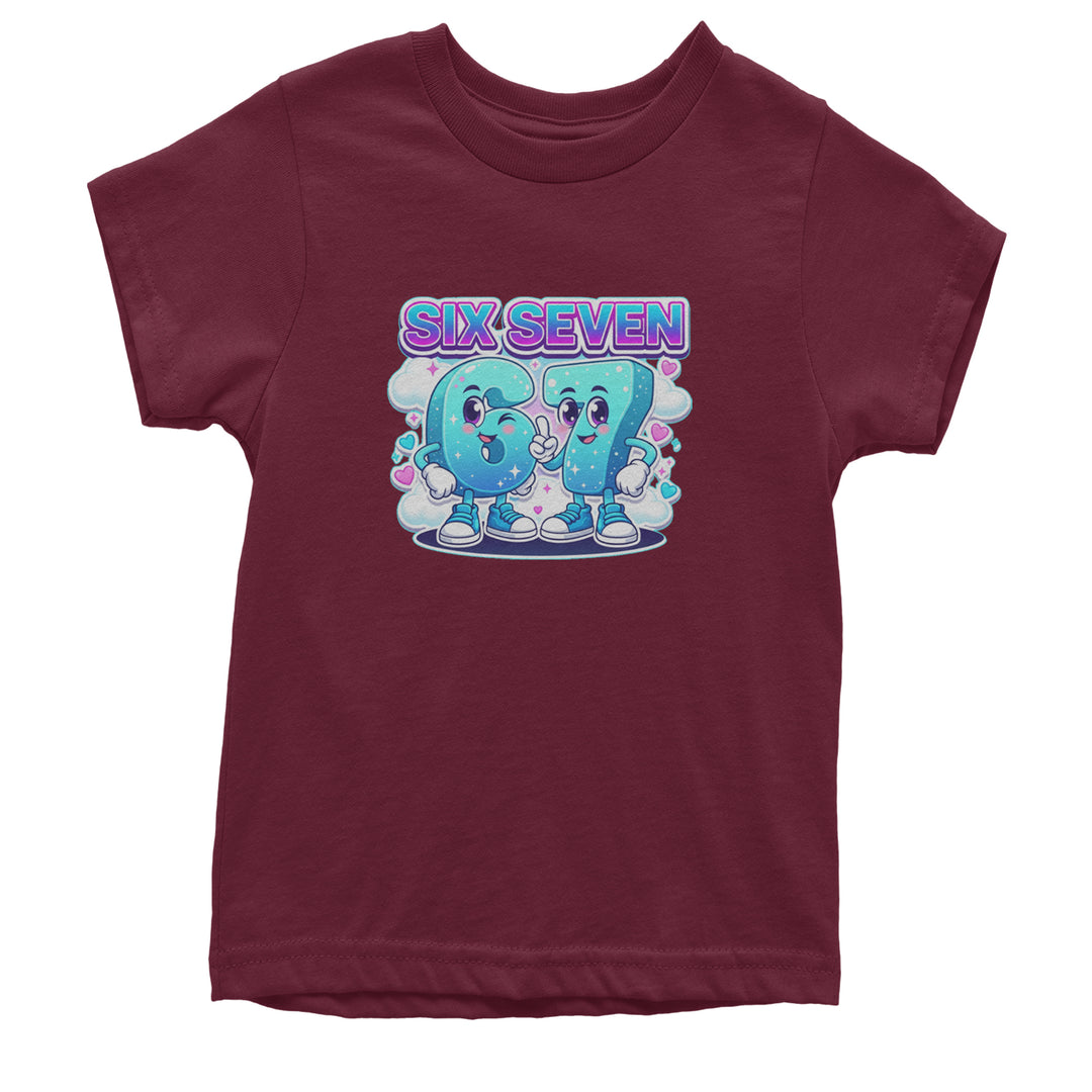 67 Six Seven Meme Kawaii Cloud Youth T-shirt Maroon