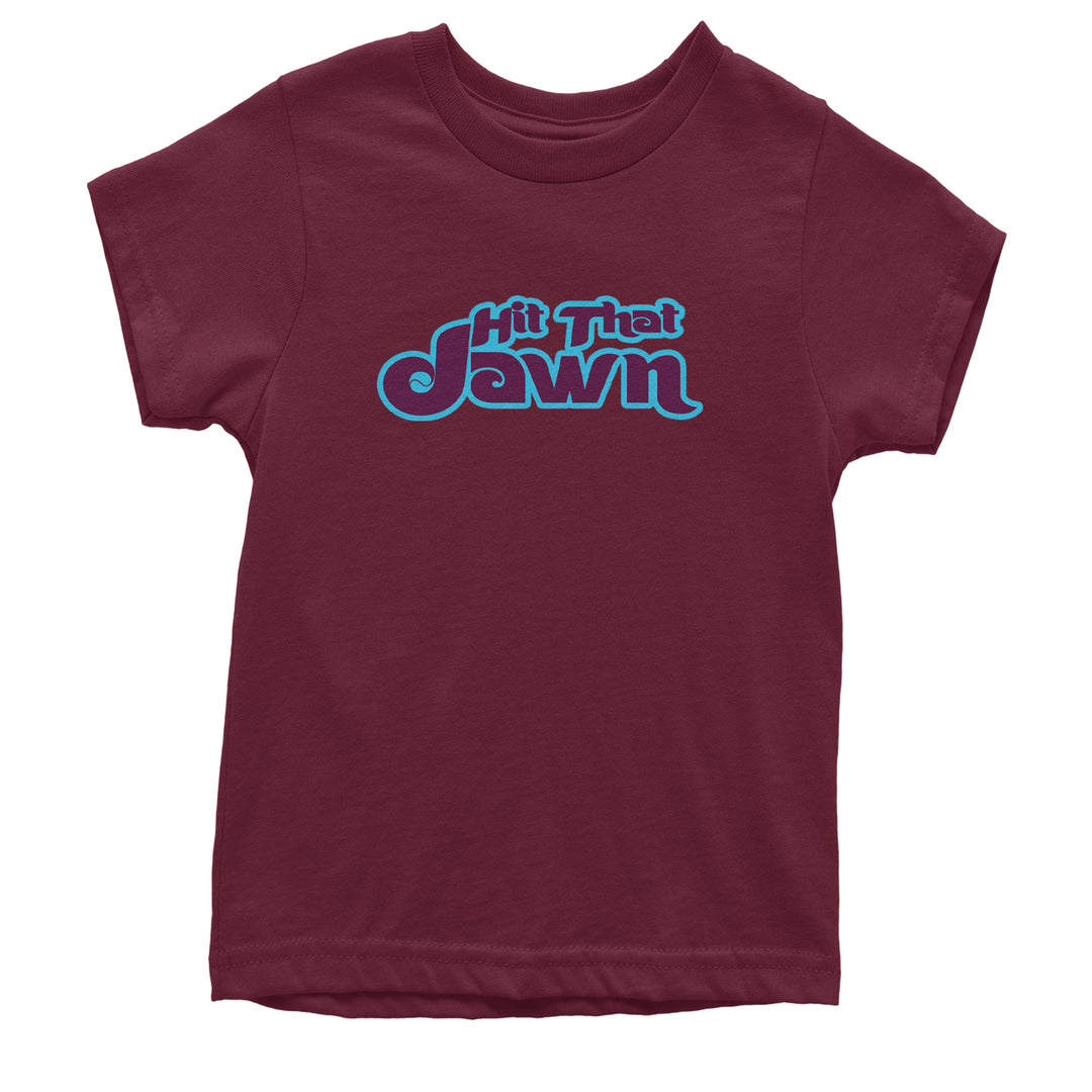 Hit That Jawn Philly Baseball graphic on Kids' Heavyweight Cotton T-Shirt in Maroon
