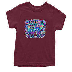 Six Seven 67 Retro Pixel Buddies Youth T-shirt Maroon