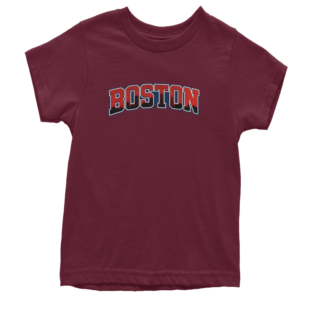Boston City Pride Skyline Youth T-shirt Maroon