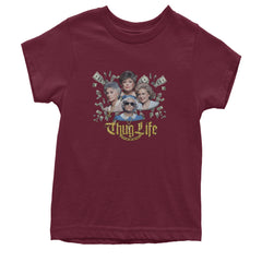 Golden Chain Thug Life Girls Youth T-shirt Maroon