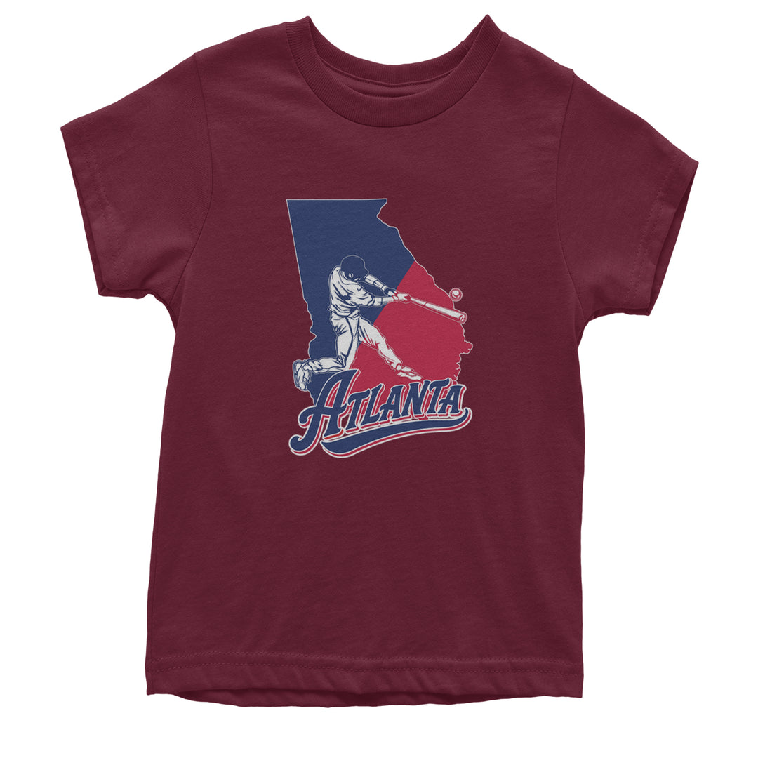 Atlanta Georgia Batter Up Youth T-shirt Maroon