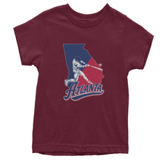 Atlanta Georgia Batter Up Youth T-shirt Maroon