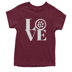 TLC LOVE Dog Rescue Youth T-shirt Maroon