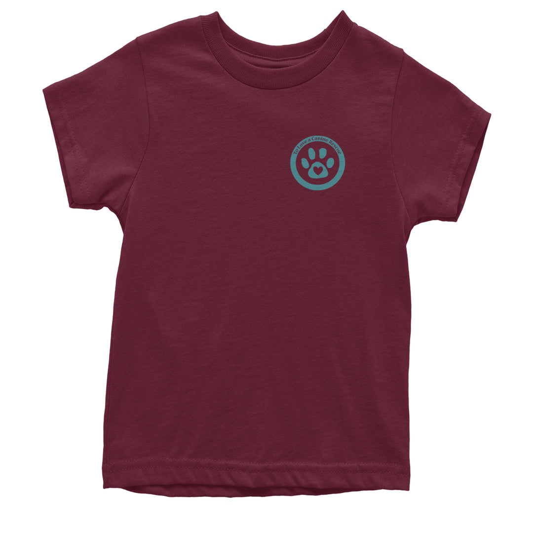 TLC To Love a Canine Dog Rescue Teal Youth T-shirt Maroon