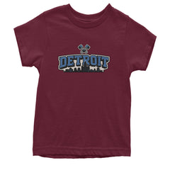 Detroit Motor City Retro Piston Youth T-shirt Maroon
