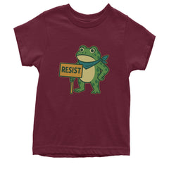 Sign Resist Meme Frog Protest Youth T-shirt Maroon