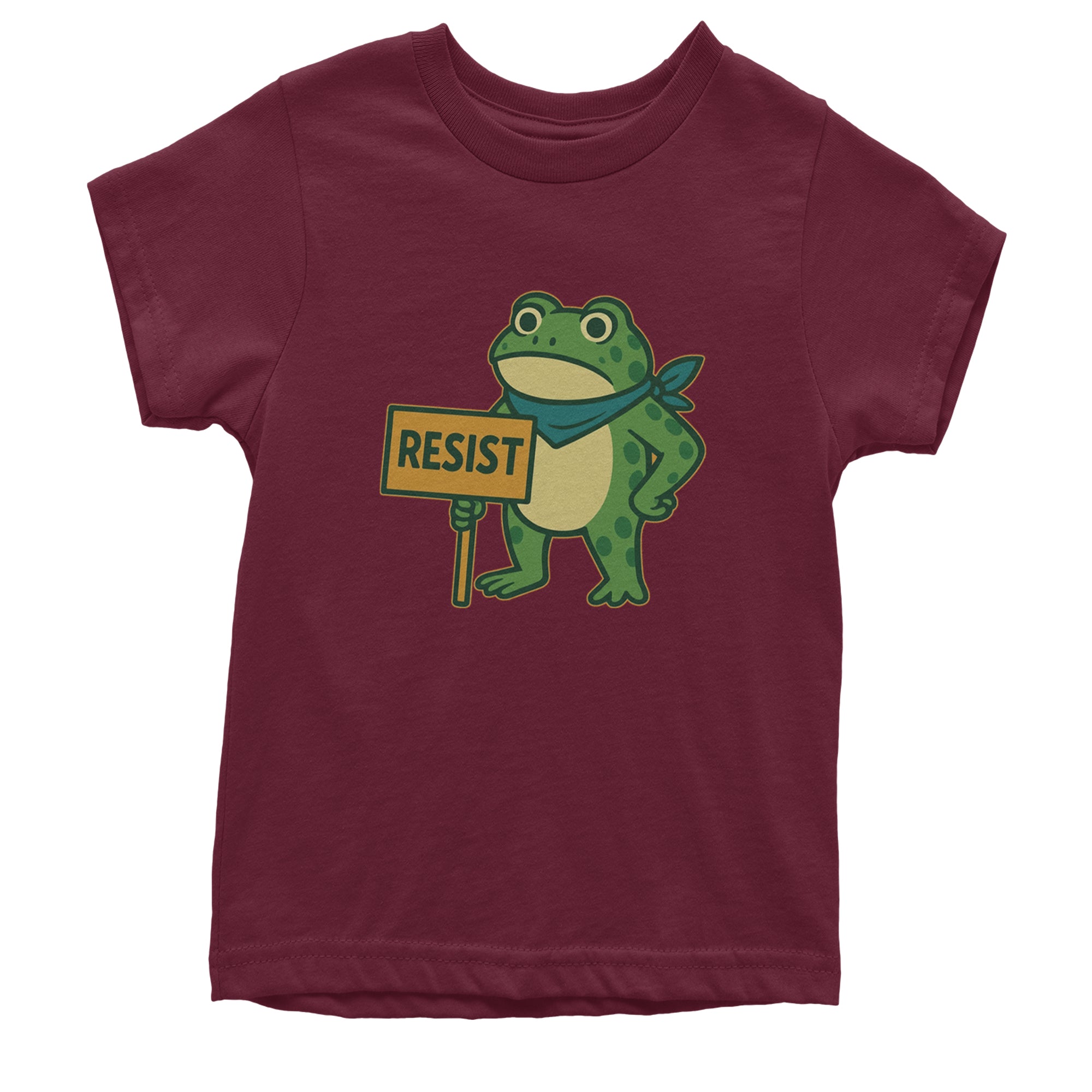 Sign Resist Meme Frog Protest Youth T-shirt Maroon