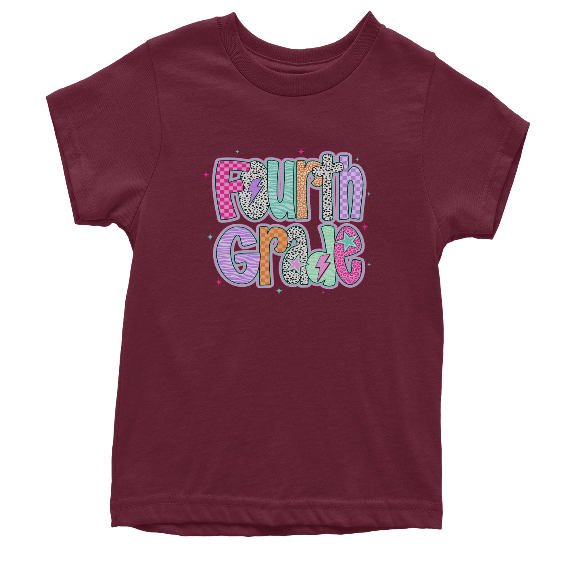 Fourth Grade Fierce Colorful Back to School Youth T-shirt Maroon