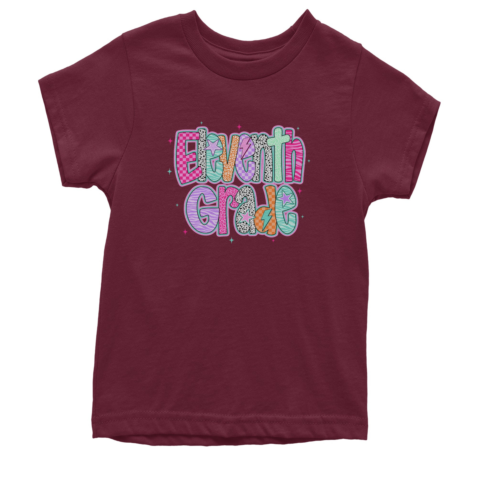 Eleventh Grade Extra Colorful Back to School Youth T-shirt Maroon