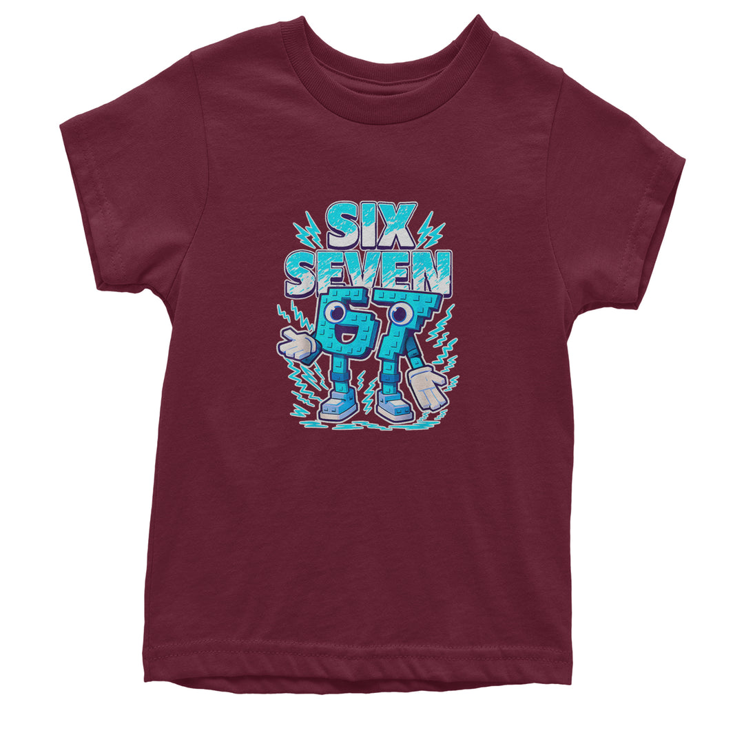 67 Brainrot Meme Slang Youth T-shirt Maroon