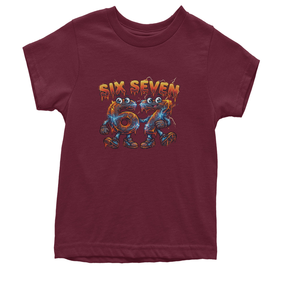 67 Lava Lightning Six Seven Meme Youth T-shirt Maroon