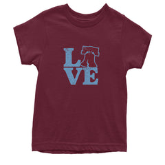 Love Philly Liberty Bell Youth T-shirt Maroon