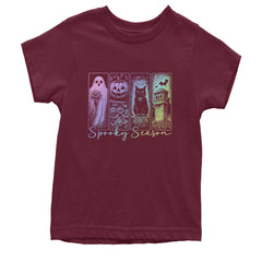 Spooky Season Cute Pastel Halloween Design Youth T-shirt Maroon