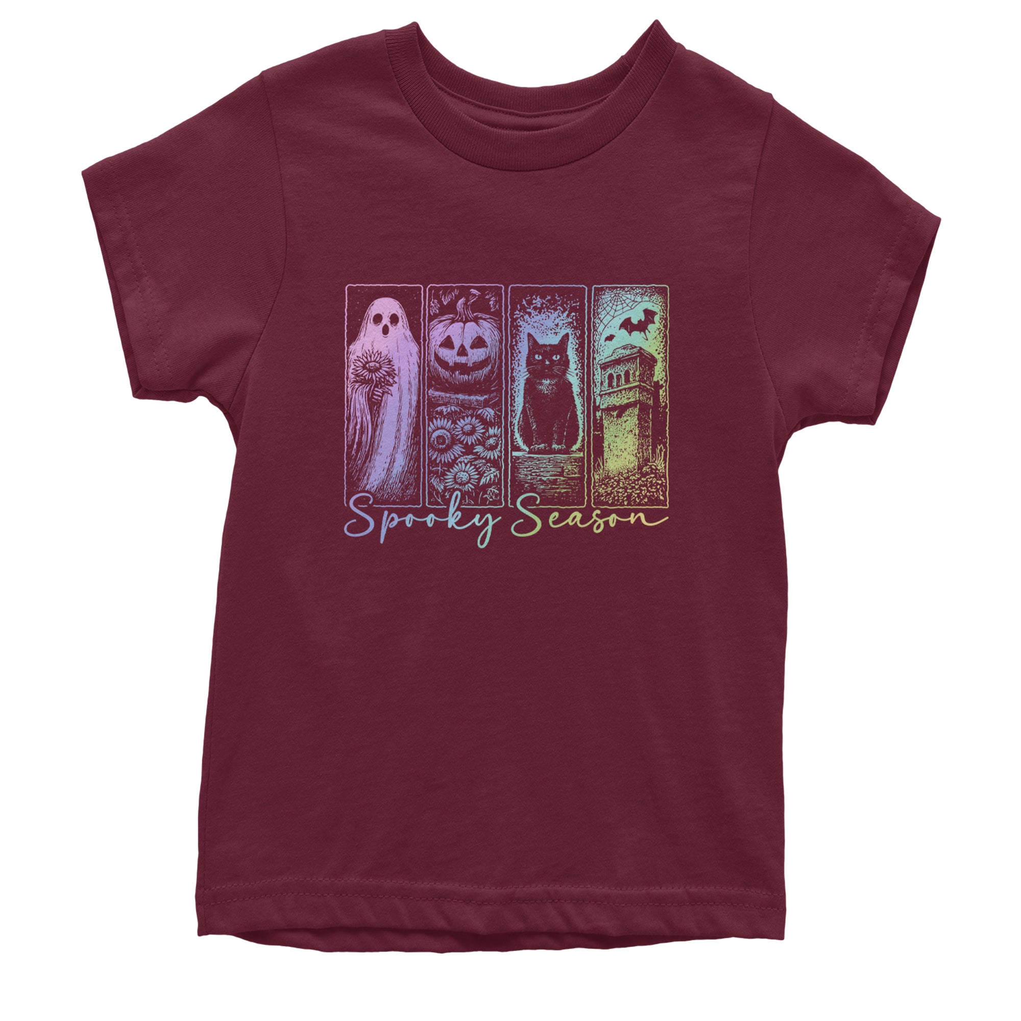 Spooky Season Cute Pastel Halloween Design Youth T-shirt Maroon
