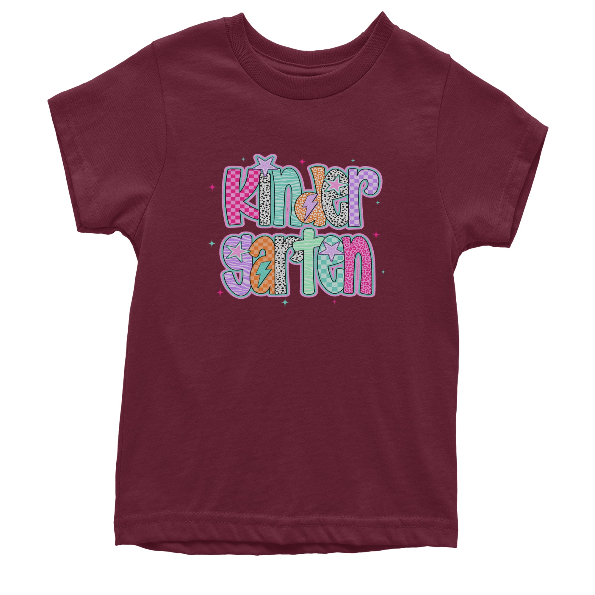 Kindergarten Cutie Colorful Back to School Youth T-shirt Maroon