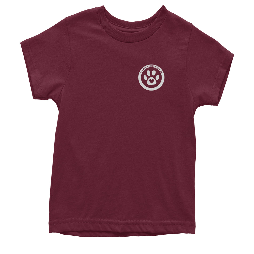 TLC To Love a Canine Dog Rescue White Youth T-shirt Maroon
