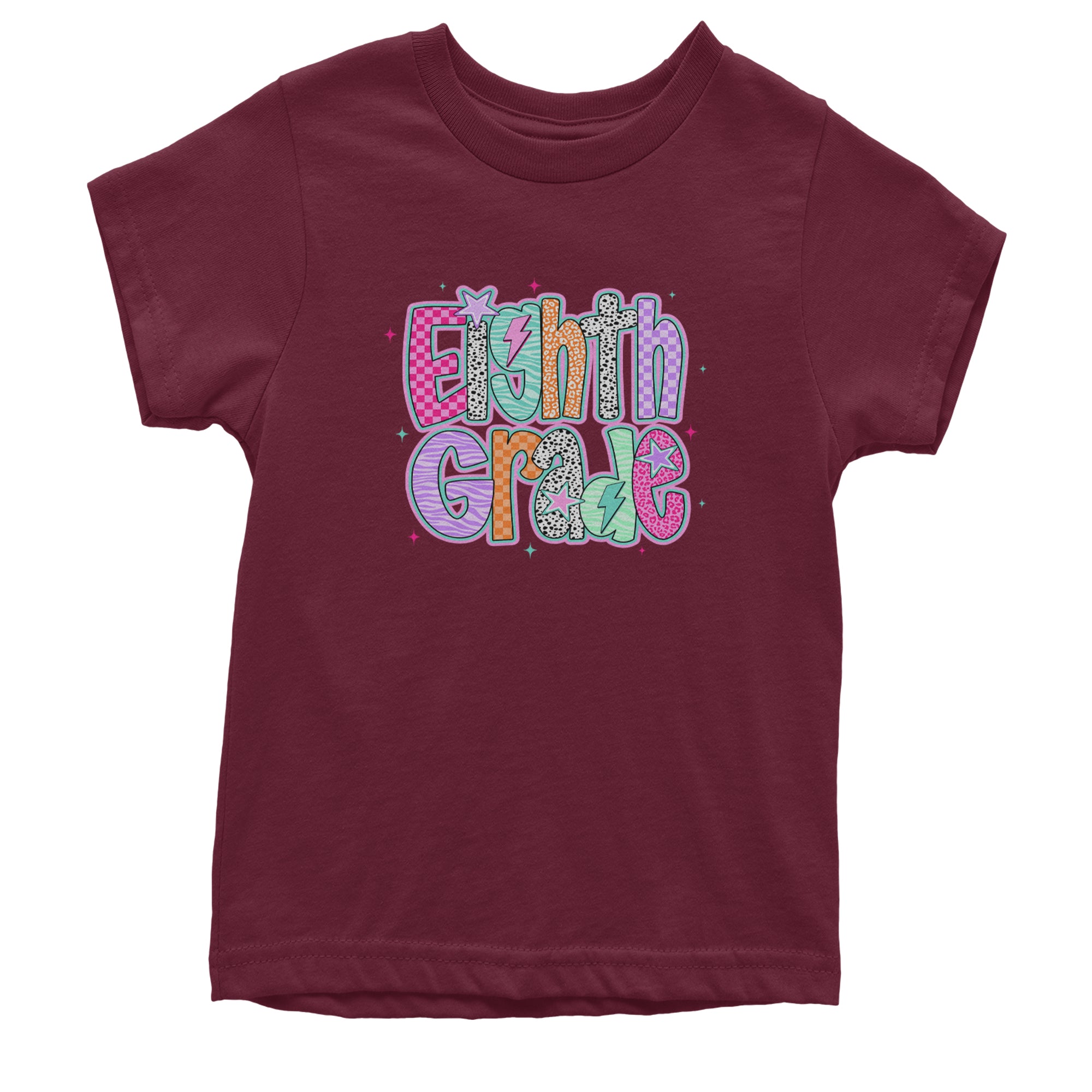 Eighth Grade Energy Colorful Back to School Youth T-shirt Maroon