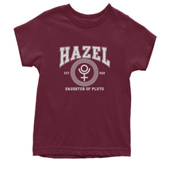 Hazel Daughter of Pluto Roman Gold Youth T-shirt Maroon