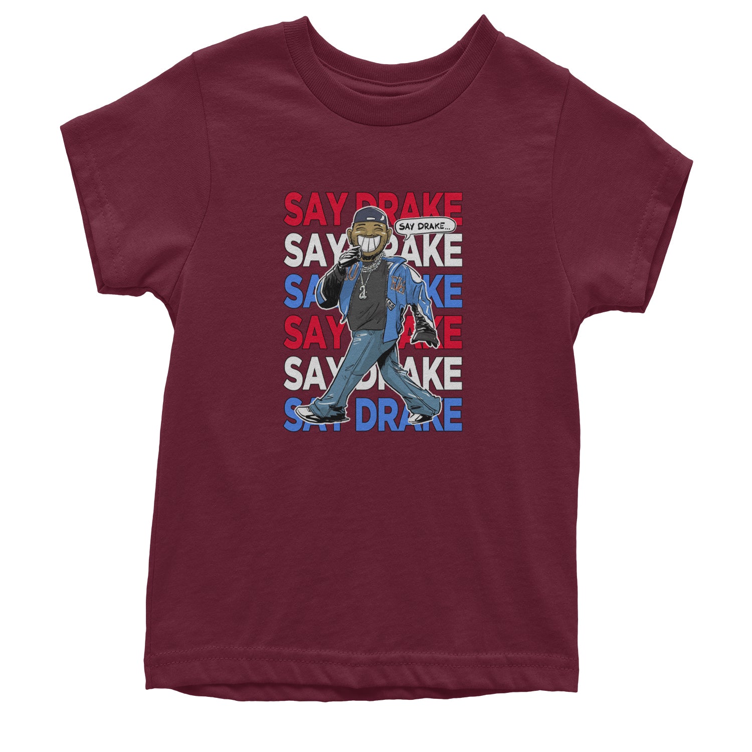 Say Drake Smiling Meme Mustard Youth T-shirt Maroon