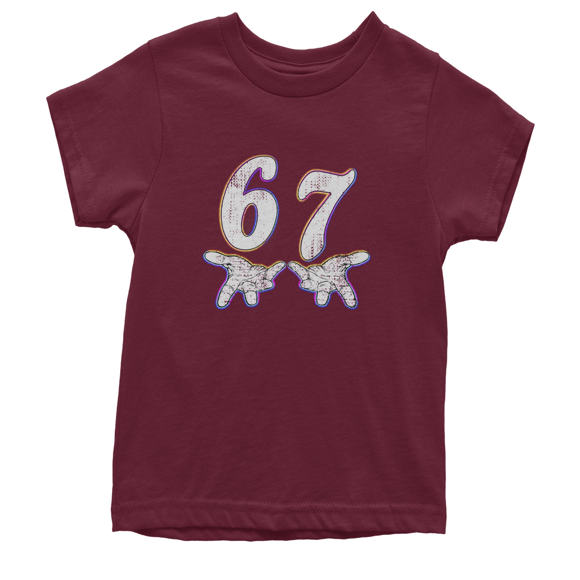 67 Hands Meme Viral Drill Youth T-shirt Maroon