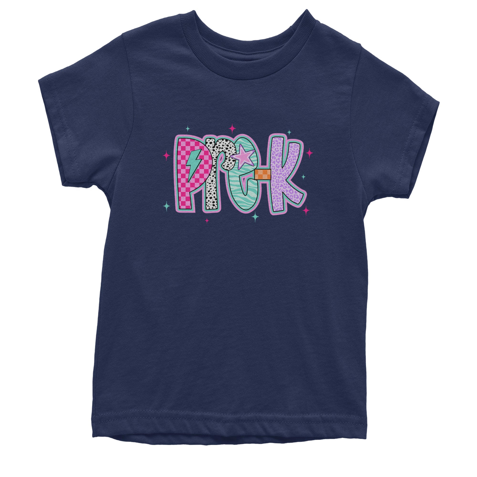 Pre-K Party Time Colorful Back to School Youth T-shirt Navy Blue