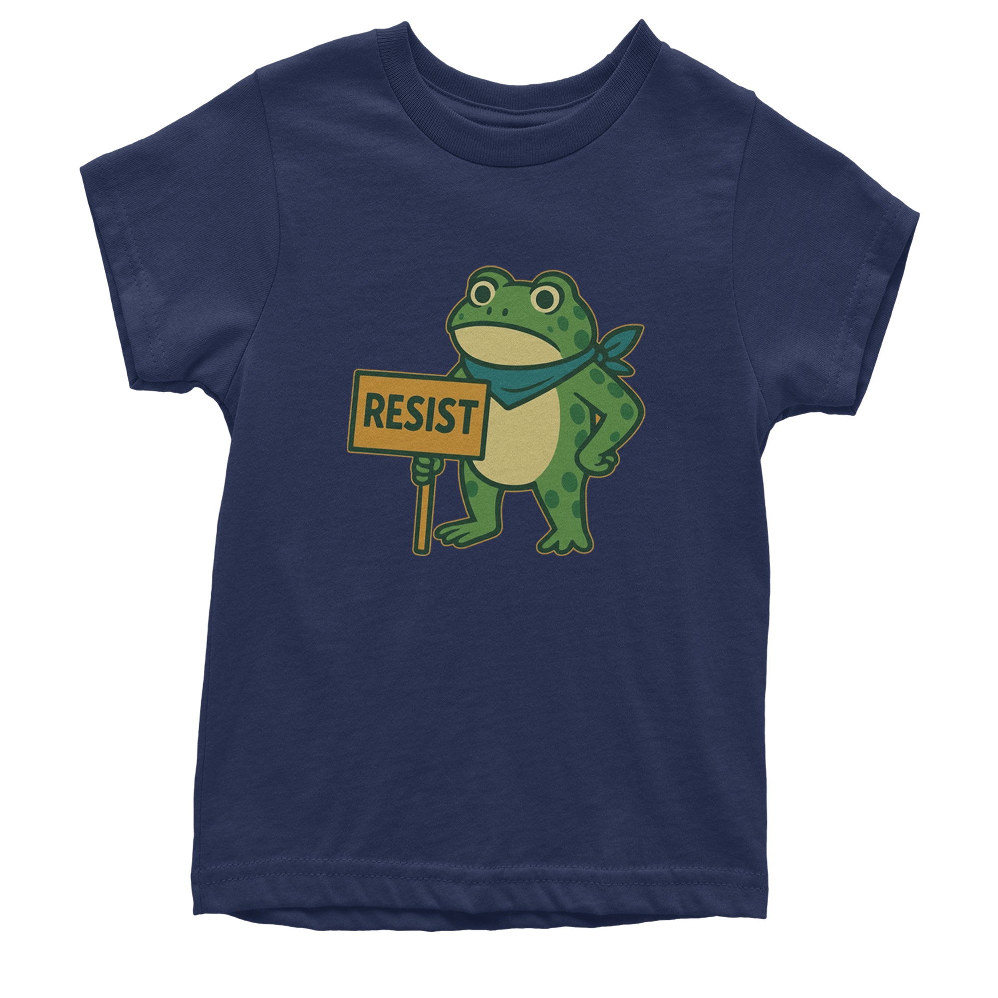 Sign Resist Meme Frog Protest Youth T-shirt Navy Blue