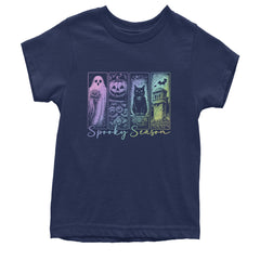 Spooky Season Cute Pastel Halloween Design Youth T-shirt Navy Blue