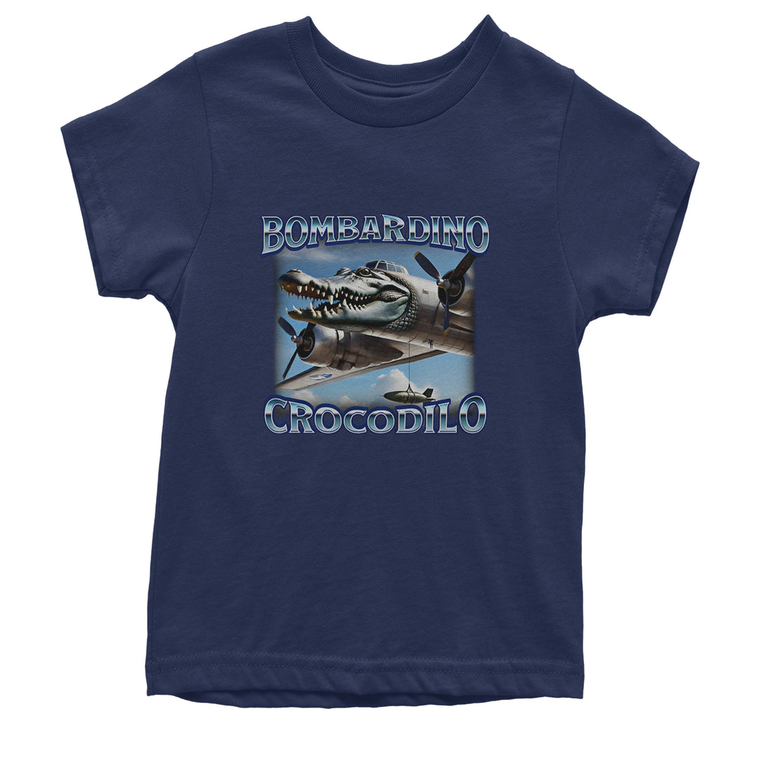 Bombardino Crocodilo Brainrot Youth T-shirt Navy Blue