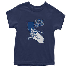 Los Angeles Baseball Batter Up Youth T-shirt Navy Blue