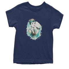 Mrs. Herpburn Iconic Watercolors Youth T-shirt Navy Blue