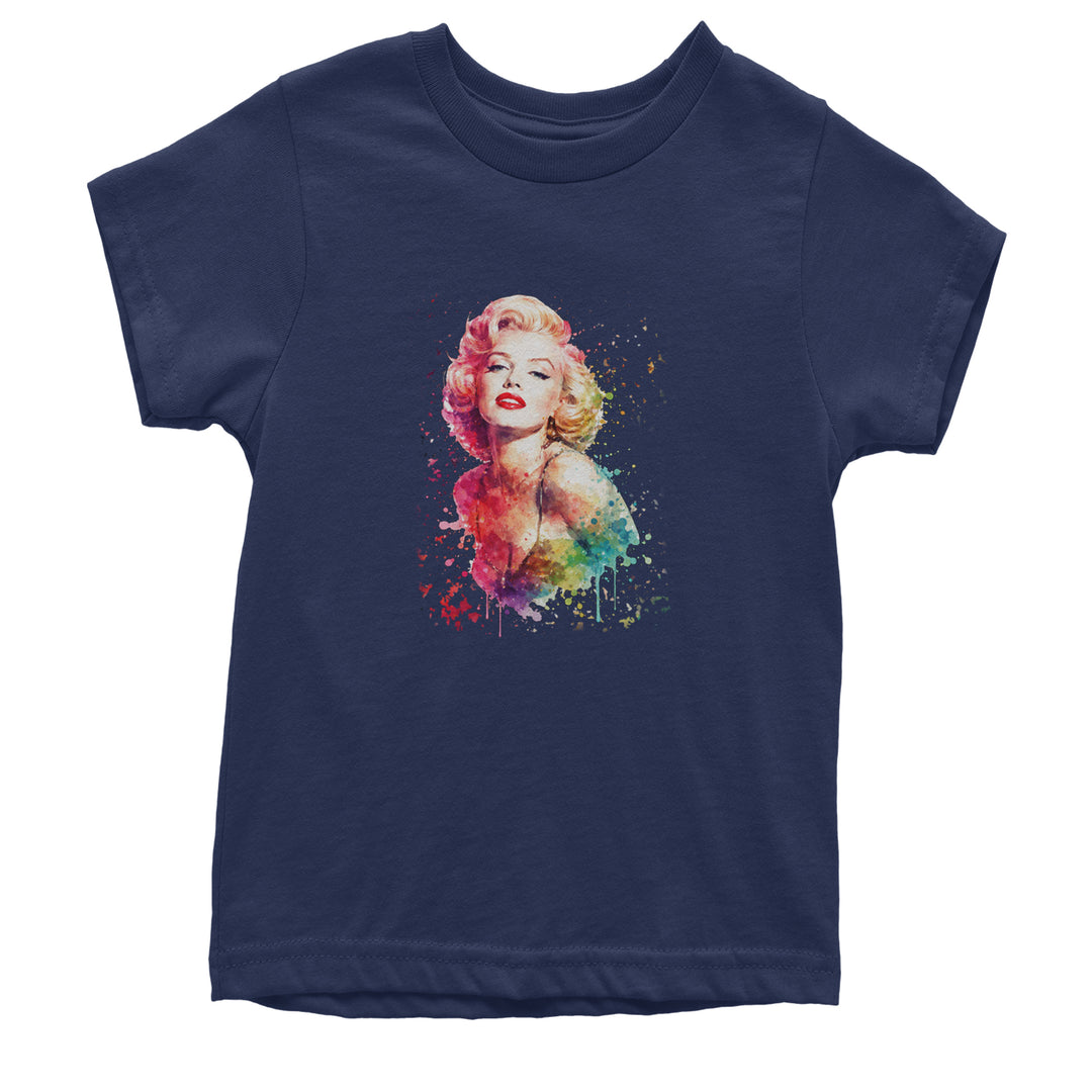 Mrs. Monroe Watercolors Bombshell Youth T-shirt Navy Blue