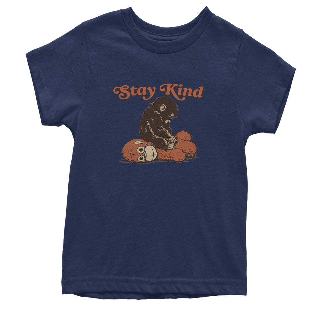 Punch Stay Kind Macaque Youth T-shirt Navy Blue